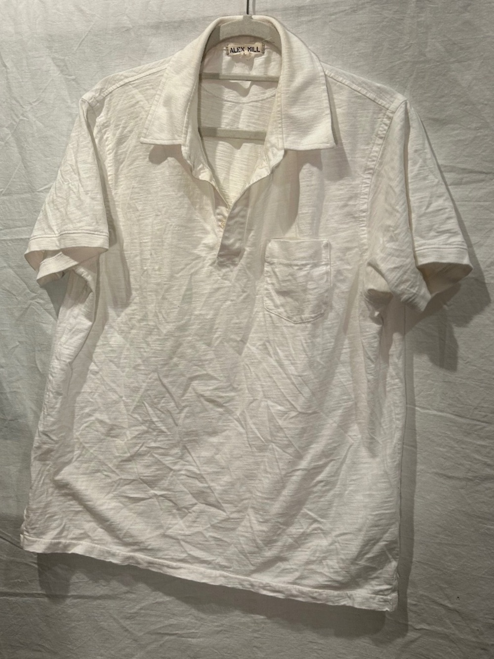 Alex Mill soft white cotton classic polo short sleeved shirt L